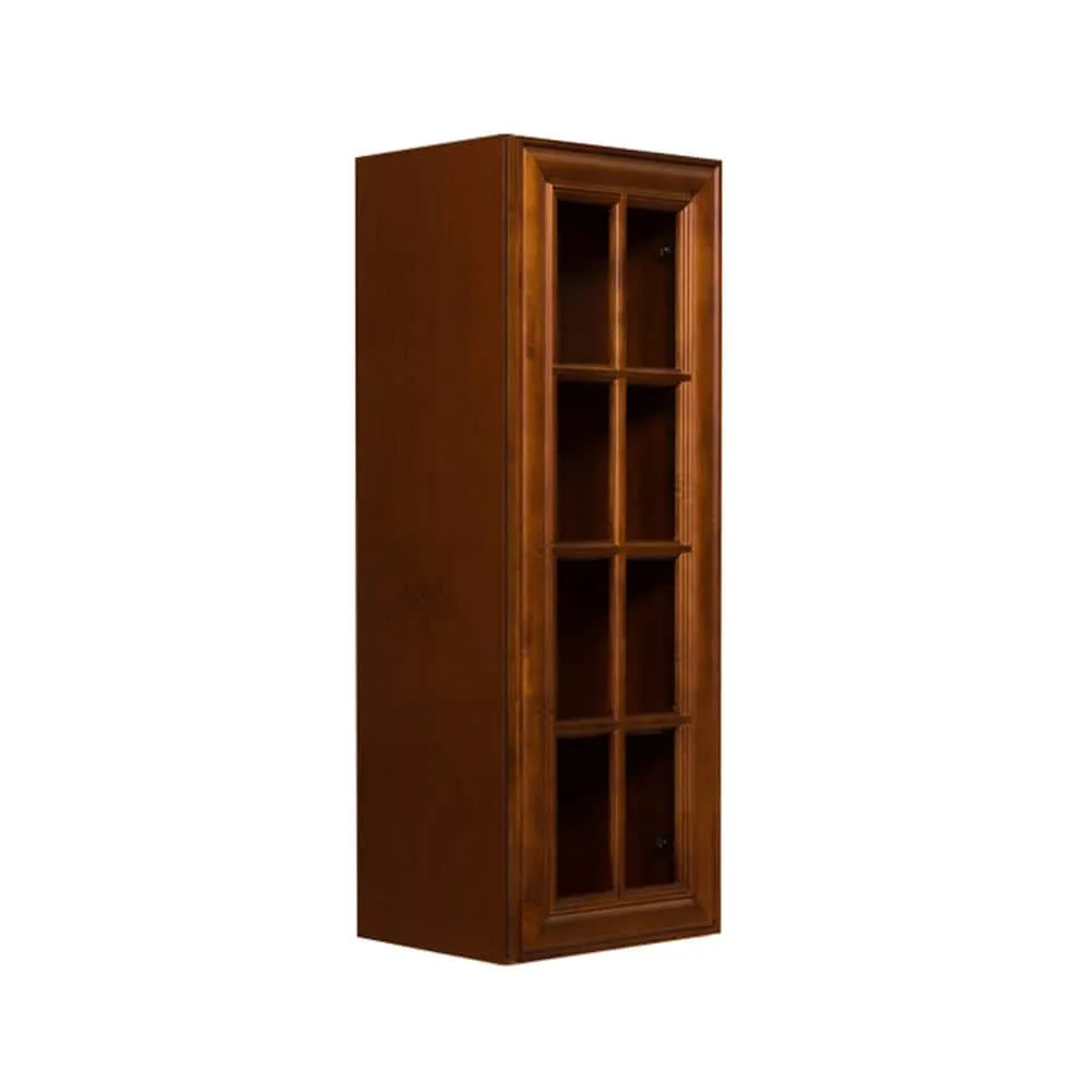 LIFEART CABINETRY Cambridge Assembled 15x42x12 in. Wall Mullion Door Cabinet with 1 Door 3 Shelves in Chestnut, photo 3 of 5