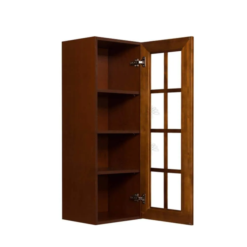 LIFEART CABINETRY Cambridge Assembled 15x42x12 in. Wall Mullion Door Cabinet with 1 Door 3 Shelves in Chestnut, photo 2 of 5
