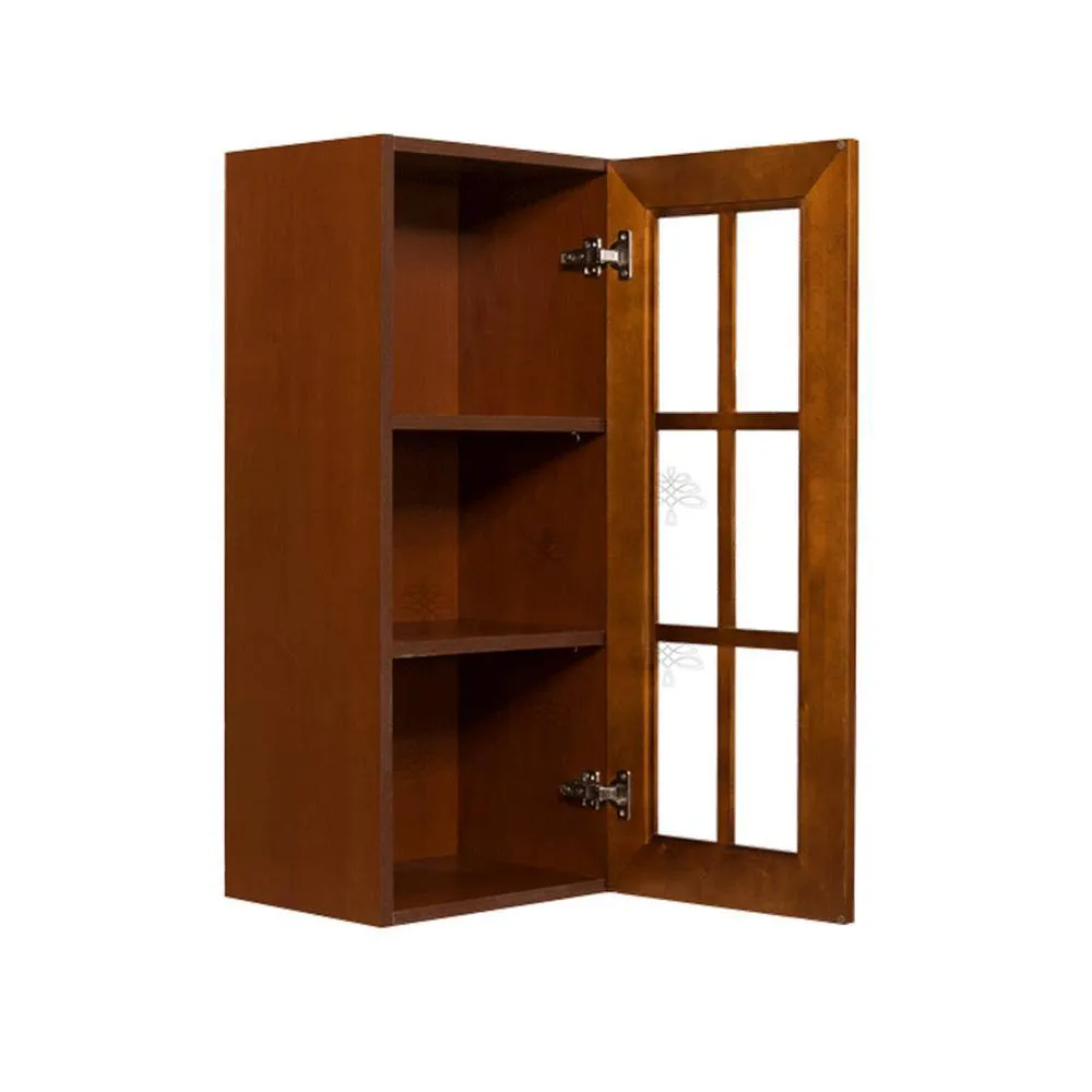 LIFEART CABINETRY Cambridge Assembled 18x36x12 in. Wall Mullion Door Cabinet with 1 Door 2 Shelves in Chestnut, photo 3 of 6