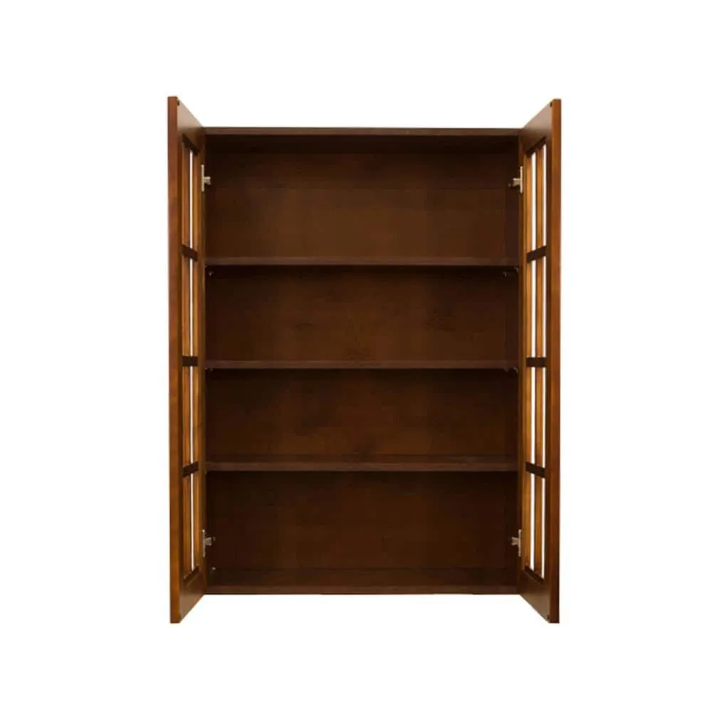 LIFEART CABINETRY Cambridge Assembled 27x42x12 in. Wall Mullion Door Cabinet with 2 Doors 3 Shelves in Chestnut, photo 3 of 6