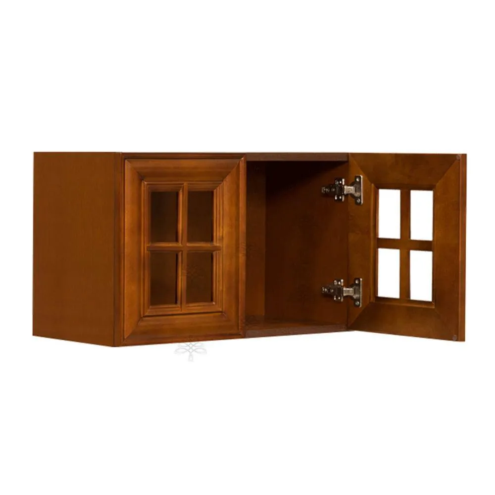 LIFEART CABINETRY Cambridge Assembled 30x18x12 in. Wall Mullion Door Cabinet with 2 Doors in Chestnut, photo 3 of 6