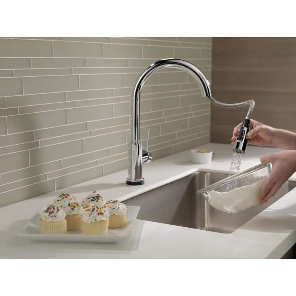 Delta Trinsic Touch2O Single-Handle Pull-Down Kitchen Faucet, Deck Mount, Chrome, 16.19 in Height, photo 5 of 8