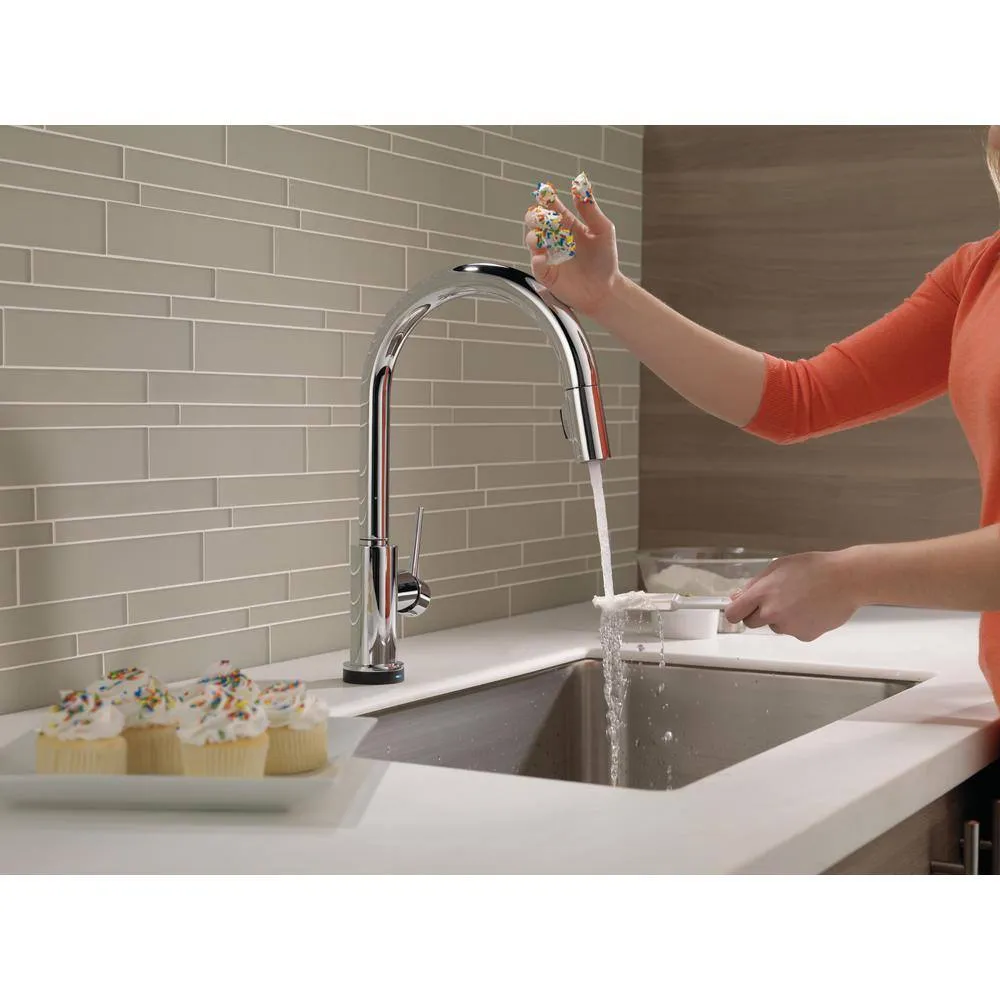 Delta Trinsic Touch2O Single-Handle Pull-Down Kitchen Faucet, Deck Mount, Chrome, 16.19 in Height, photo 4 of 8