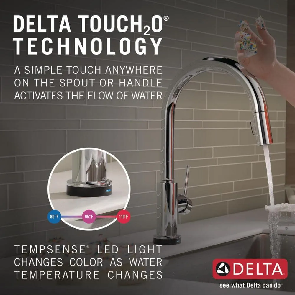 Delta Trinsic Touch2O Single-Handle Pull-Down Kitchen Faucet, Deck Mount, Chrome, 16.19 in Height, photo 8 of 8