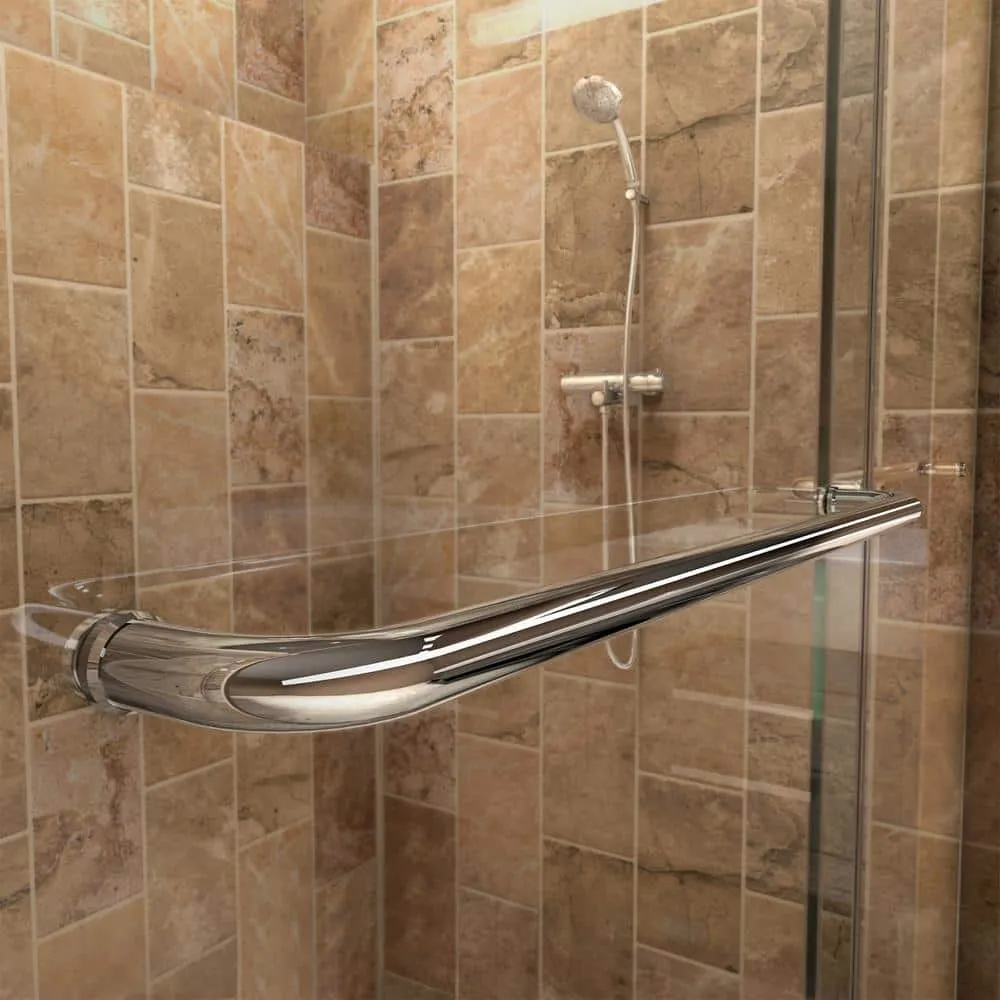 Charisma 36 in. x 60 in. x 78.75 in. Semi-Frameless Sliding Shower Door in Chrome with Center Drain White Acrylic Base, photo 7 of 8
