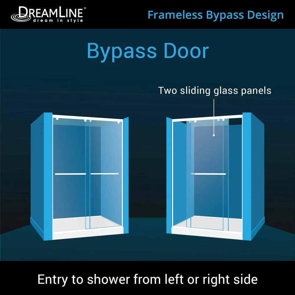 Charisma 36 in. x 60 in. x 78.75 in. Semi-Frameless Sliding Shower Door in Chrome with Center Drain White Acrylic Base, photo 4 of 8