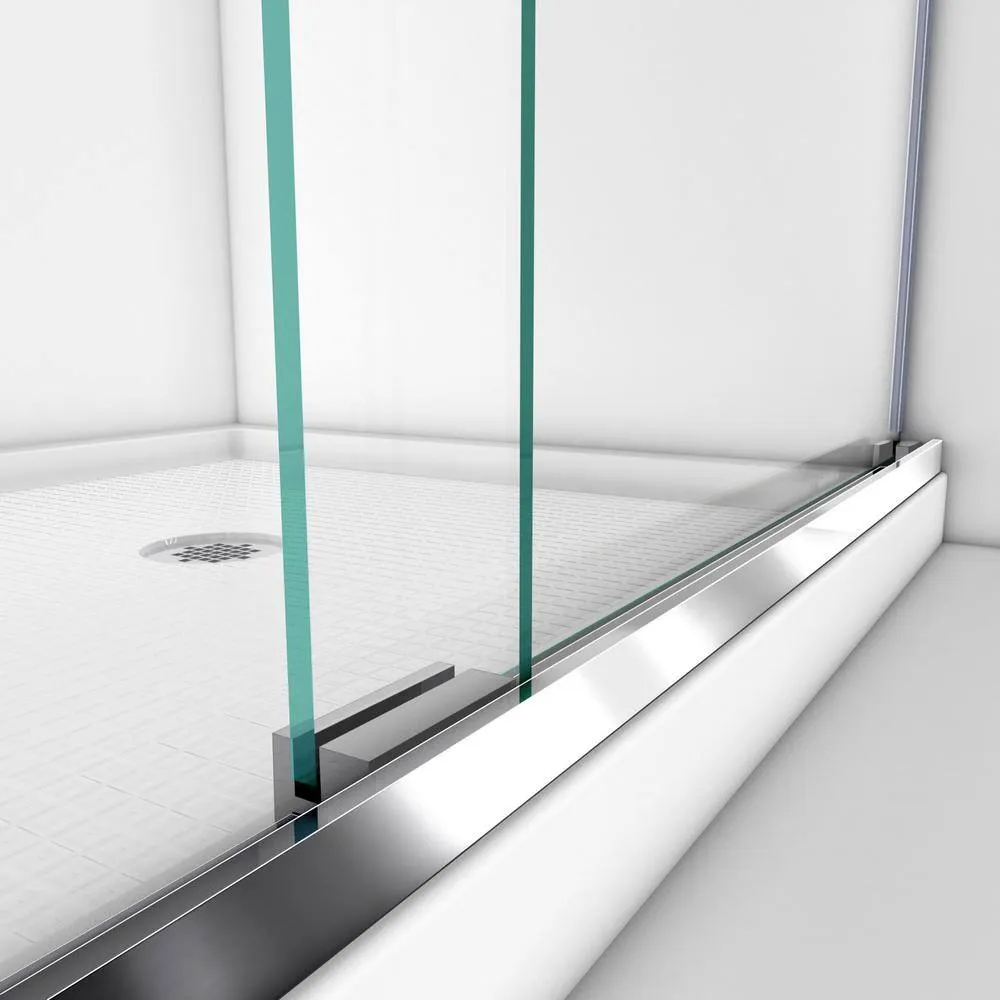 Charisma 36 in. x 60 in. x 78.75 in. Semi-Frameless Sliding Shower Door in Chrome with Center Drain White Acrylic Base, photo 8 of 8