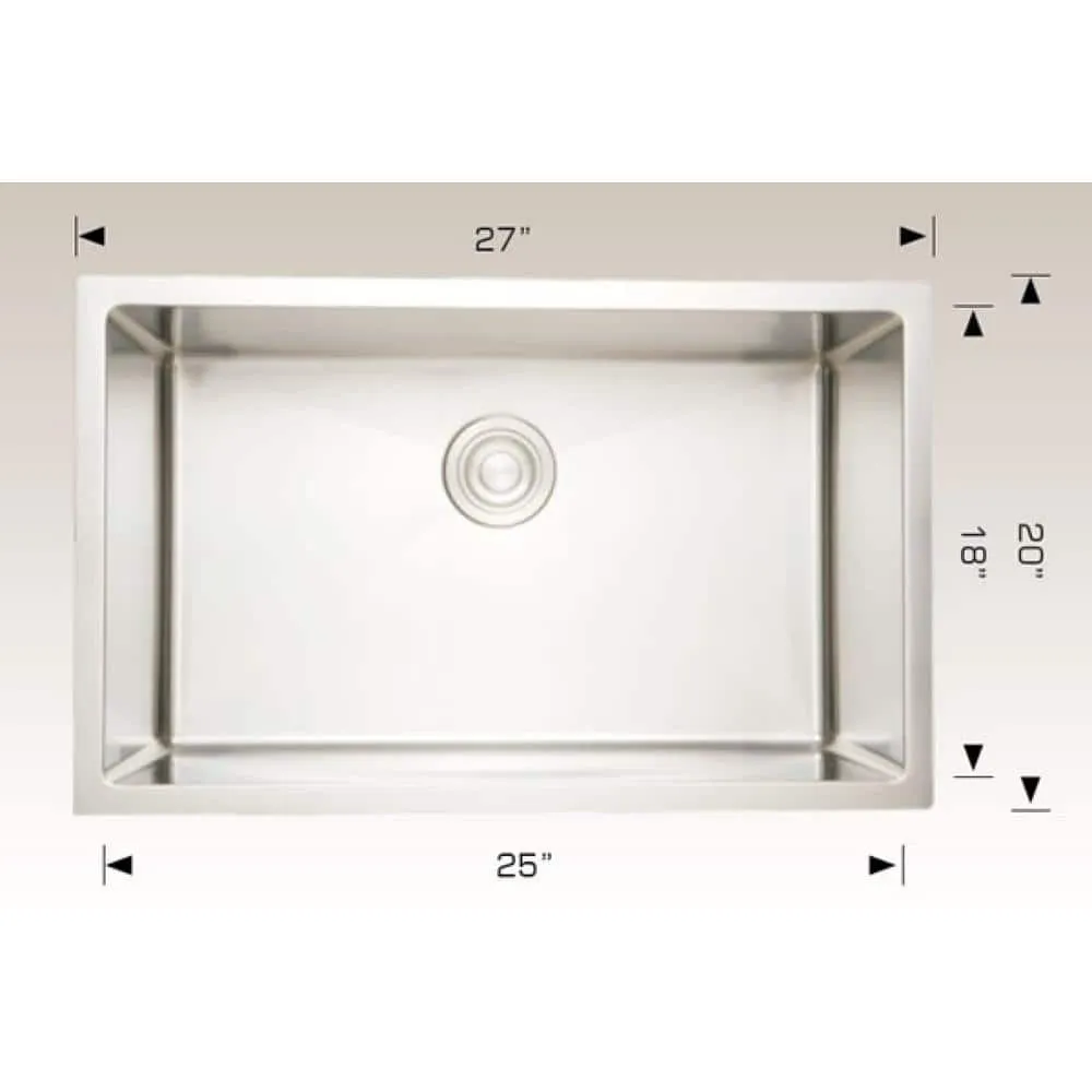 Unbranded 27 in. Chrome Undermount Laundry/Utility Sink - 16 Gauge Stainless Steel, photo 2 of 2