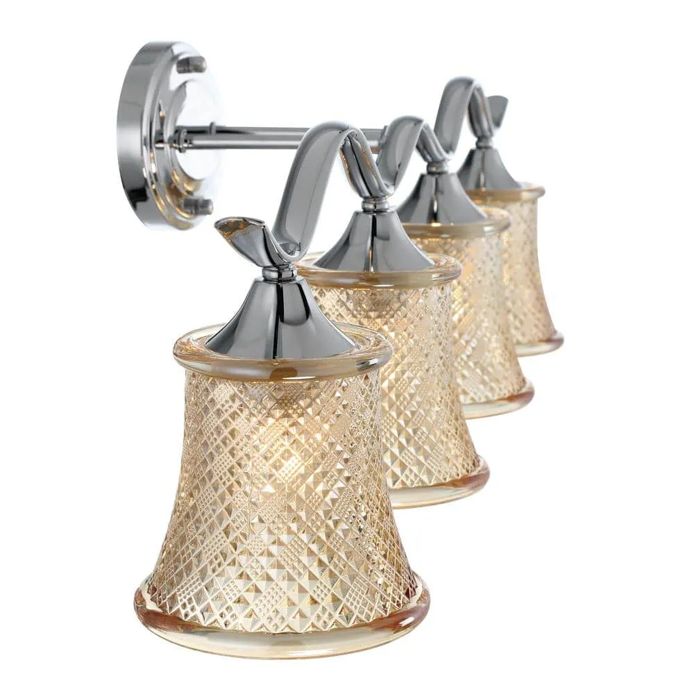 Vanity Art Ravenna 31.5 in. 4-lights Chrome Vanity Light with Cut Crystal Glass Shade, photo 4 of 5