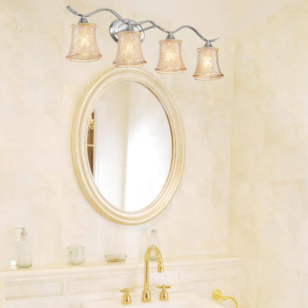 Vanity Art Ravenna 31.5 in. 4-lights Chrome Vanity Light with Cut Crystal Glass Shade, photo 5 of 5