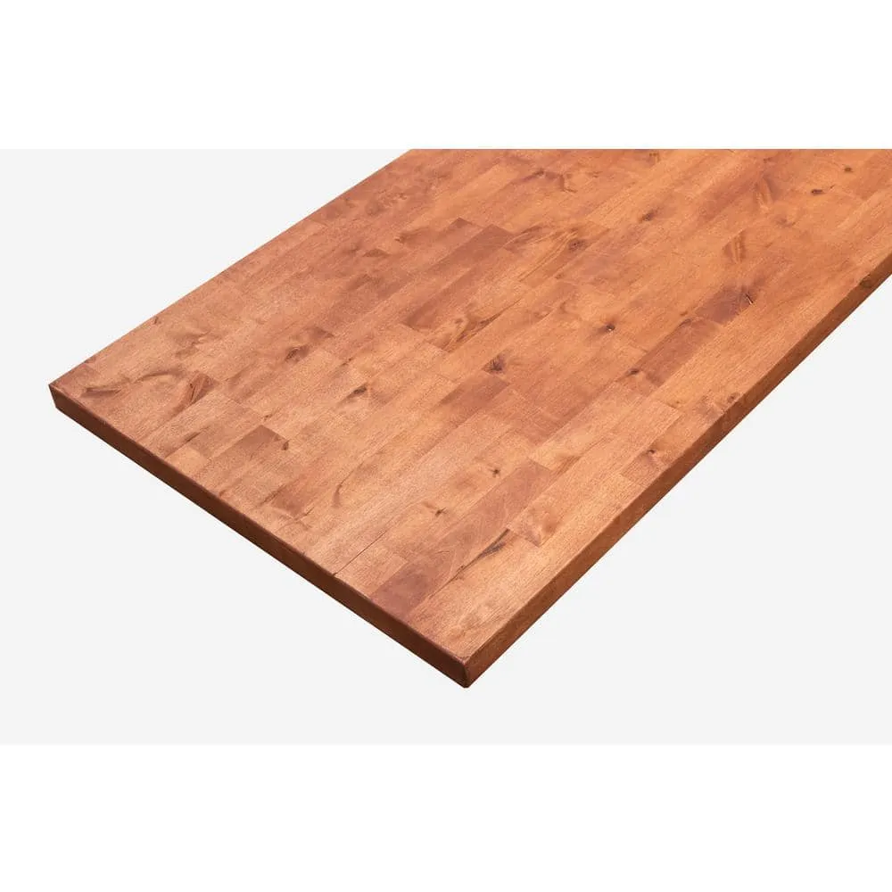 HARDWOOD REFLECTIONS 10 ft. L x 25 in. D Unfinished Birch Butcher Block Standard Countertop in Cinnamon Stain with Eased Edge, photo 2 of 4