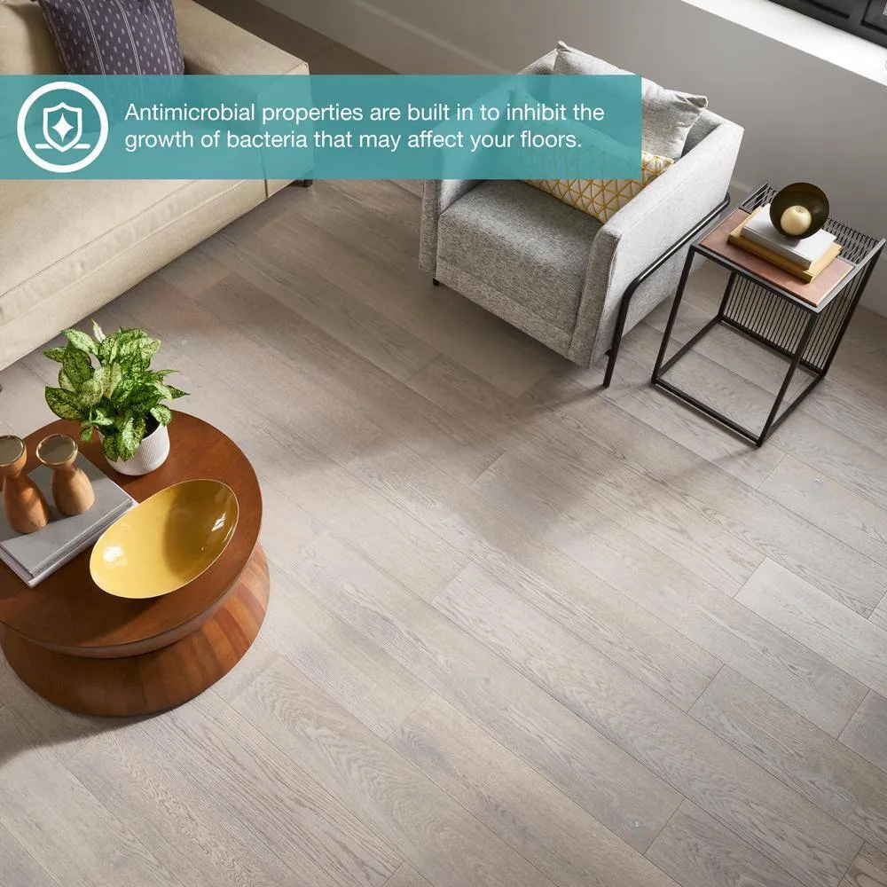 Pergo Defense+ Claremore Bay Oak 3/8 in. T x 7.5 in. W Click Lock Wire Brushed Engineered Hardwood Flooring (24.5 sq.ft./case), photo 5 of 15