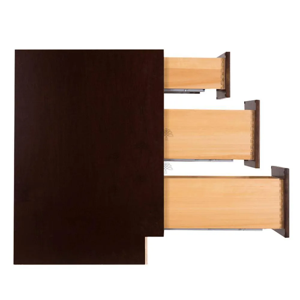 LIFEART CABINETRY Edinburgh Assembled 12 in. x 34.5 in. x 24 in. Base Cabinet with 3 Drawers in Espresso, photo 2 of 9
