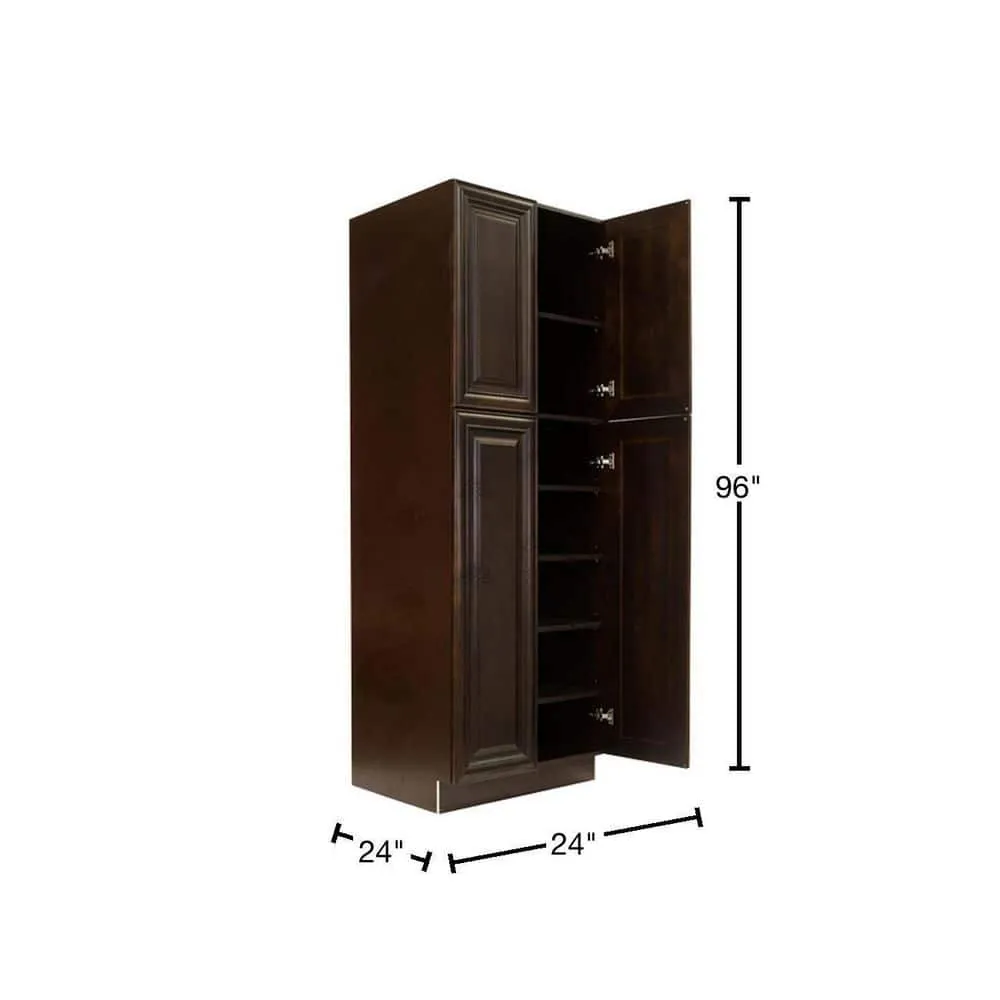 LIFEART CABINETRY Edinburgh Espresso Plywood Raised Panel Stock Assembled Tall Pantry Kitchen Cabinet (24 in. W x 96 in. H x 24 in. D), photo 2 of 6