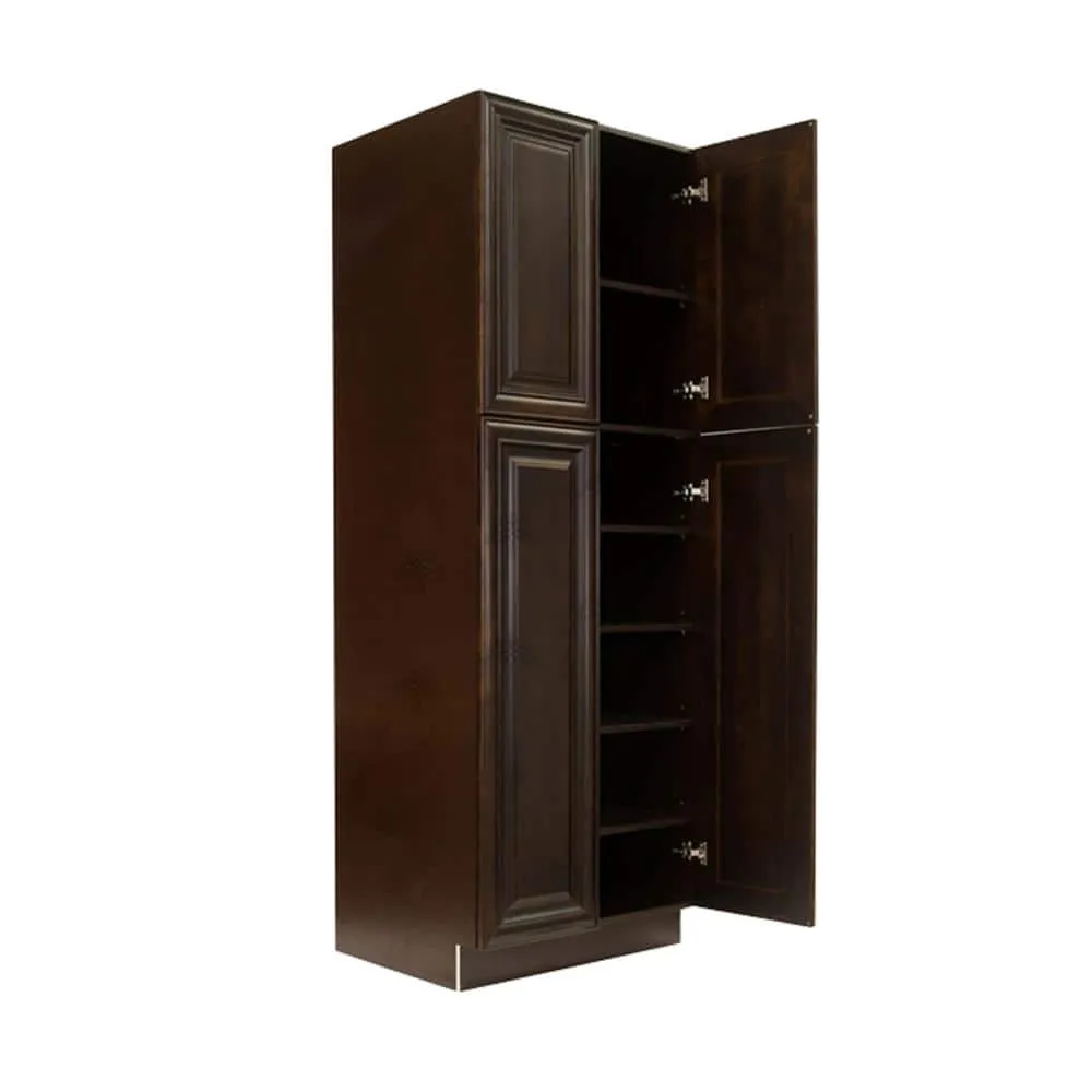 LIFEART CABINETRY Edinburgh Espresso Plywood Raised Panel Stock Assembled Tall Pantry Kitchen Cabinet (24 in. W x 96 in. H x 24 in. D), photo 4 of 6