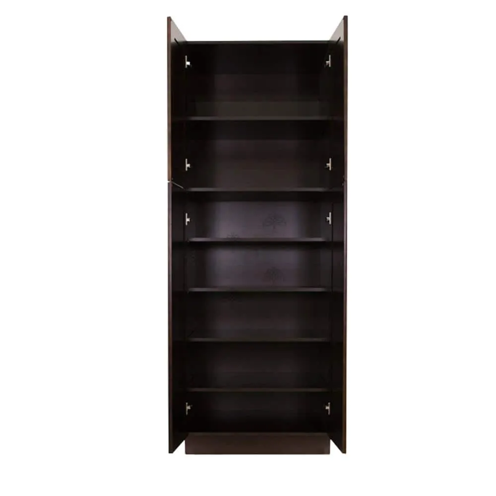 LIFEART CABINETRY Edinburgh Espresso Plywood Raised Panel Stock Assembled Tall Pantry Kitchen Cabinet (24 in. W x 96 in. H x 24 in. D), photo 3 of 6