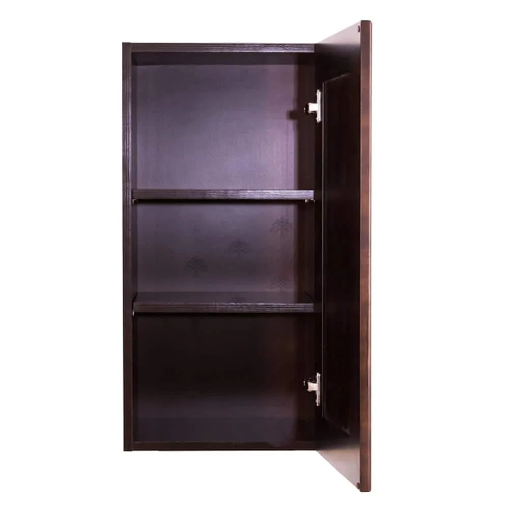 LIFEART CABINETRY Edinburgh Assembled 15 in. x 30 in. x 12 in. Wall Cabinet with 1 Door 2 Shelves in Espresso, photo 3 of 9