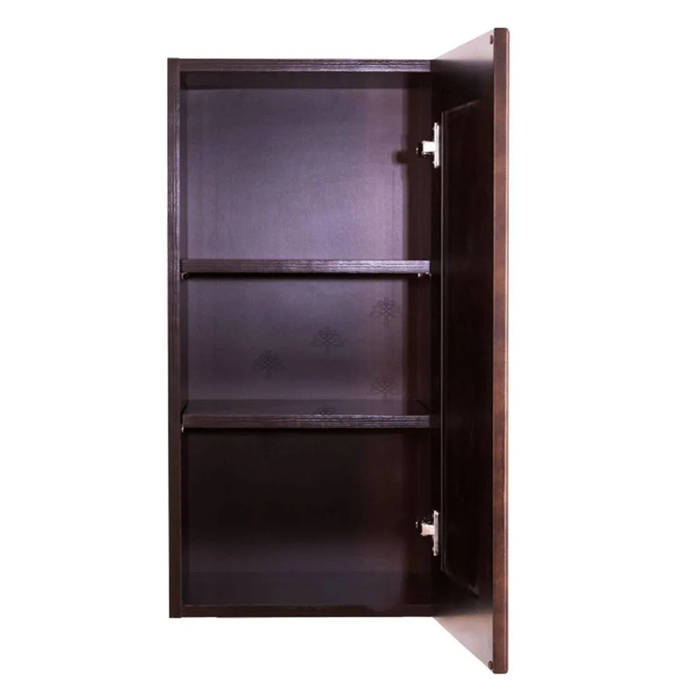 LIFEART CABINETRY Edinburgh Assembled 21 in. x 36 in. x 12 in. Wall Cabinet with 1 Door 2 Shelves in Espresso, photo 3 of 9