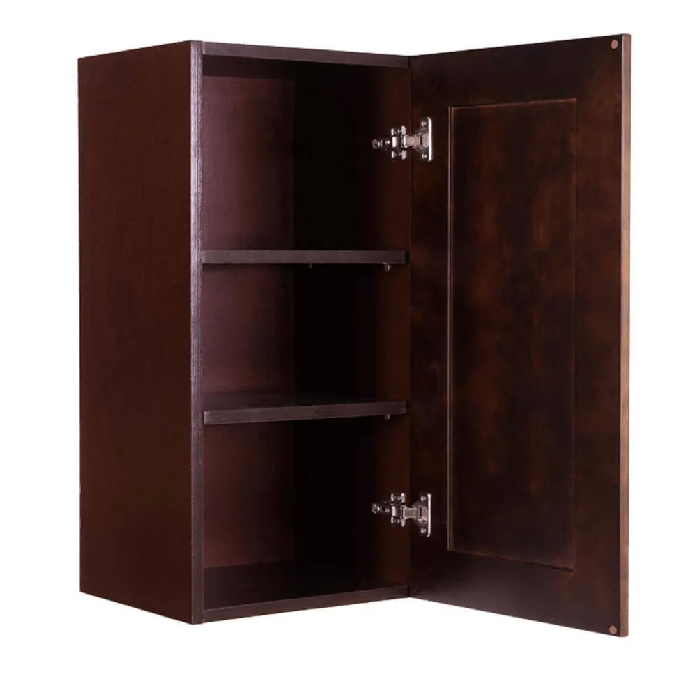 LIFEART CABINETRY Edinburgh Assembled 21 in. x 36 in. x 12 in. Wall Cabinet with 1 Door 2 Shelves in Espresso, photo 2 of 9