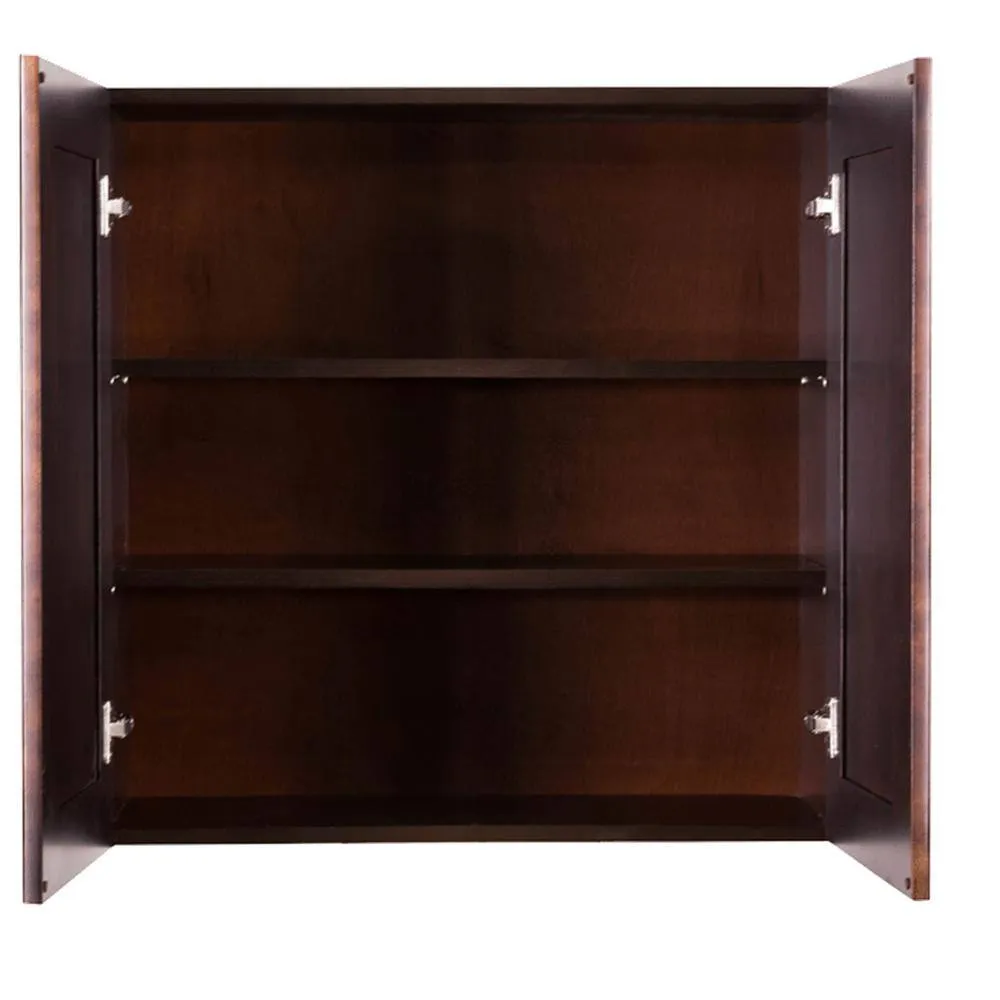 LIFEART CABINETRY Edinburgh Assembled 24 in. x 36 in. x 12 in. Wall Cabinet with 2 Doors 2 Shelves in Espresso, photo 3 of 9