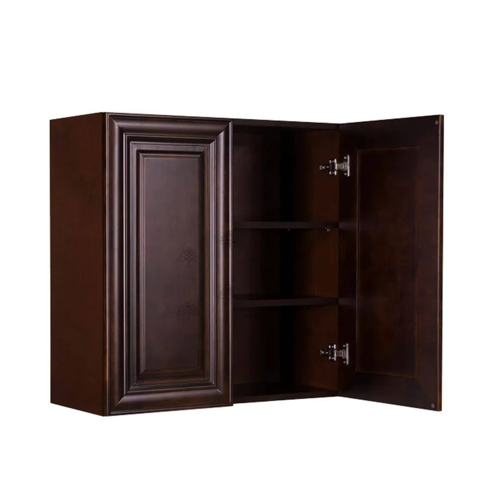 LIFEART CABINETRY Edinburgh Assembled 24 in. x 36 in. x 12 in. Wall Cabinet with 2 Doors 2 Shelves in Espresso, photo 2 of 9