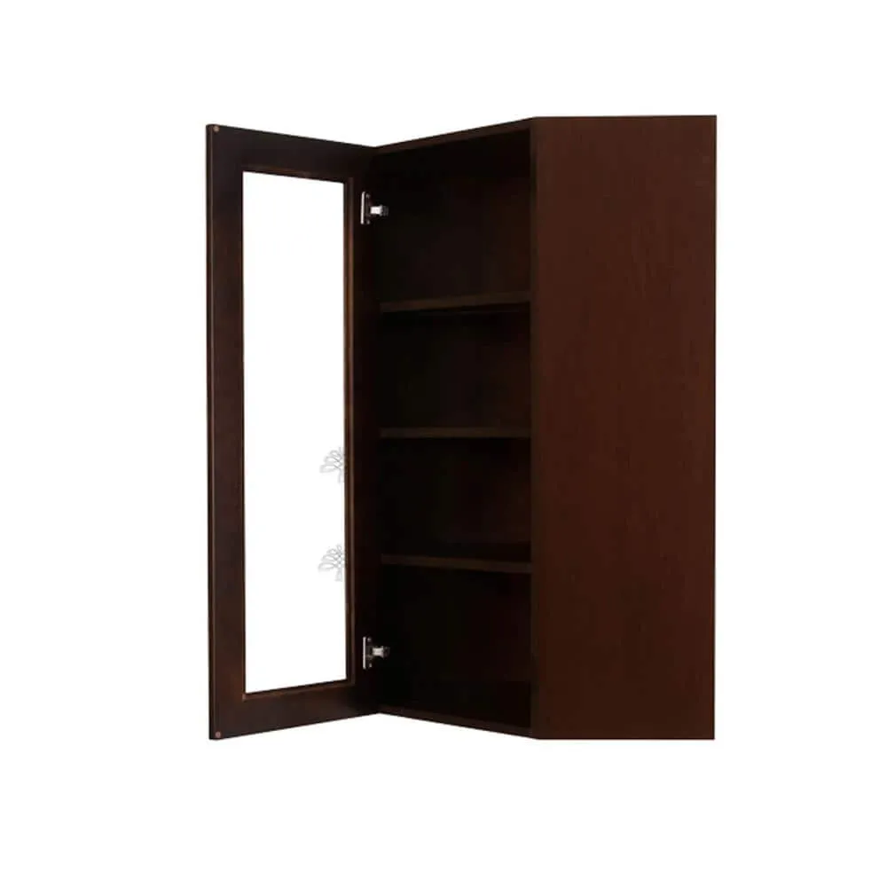 LIFEART CABINETRY Edinburgh Espresso Plywood Glass Door Stock Assembled Wall Corner Kitchen Cabinet (24 in. W x 42 in. H x 15 in. D), photo 3 of 5