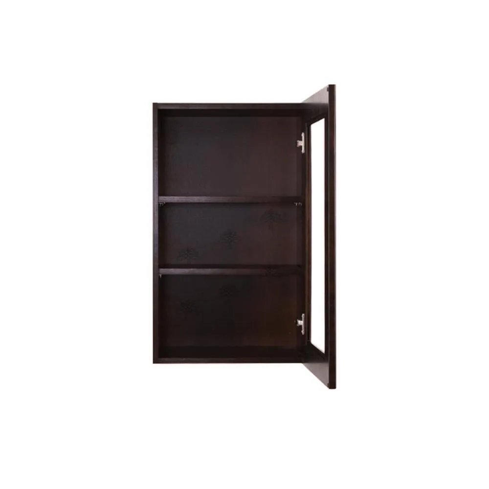 LIFEART CABINETRY Edinburgh Assembled 21 in. x 30 in. x 12 in. Wall Mullion Door Cabinet with 1 Door 2 Shelves in Espresso, photo 2 of 8