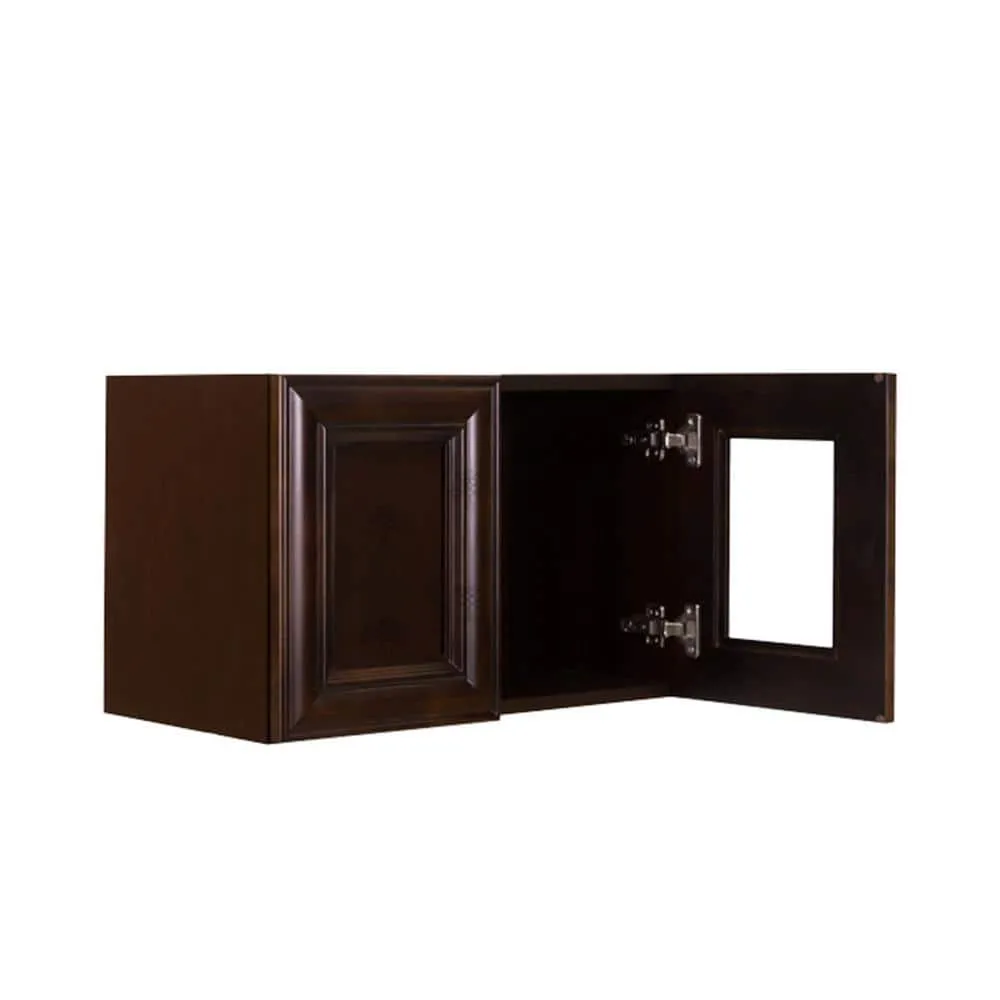 LIFEART CABINETRY Edinburgh Assembled 24 in. x 18 in. x 12 in. Wall Mullion Door Cabinet with 2 Doors in Espresso, photo 2 of 10
