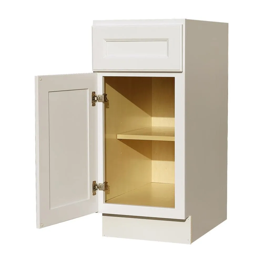 LIFEART CABINETRY LaPort Assembled 15x34.5x24 in. Base Cabinet with 1 Door and 1 Drawer in Classic White, photo 3 of 6