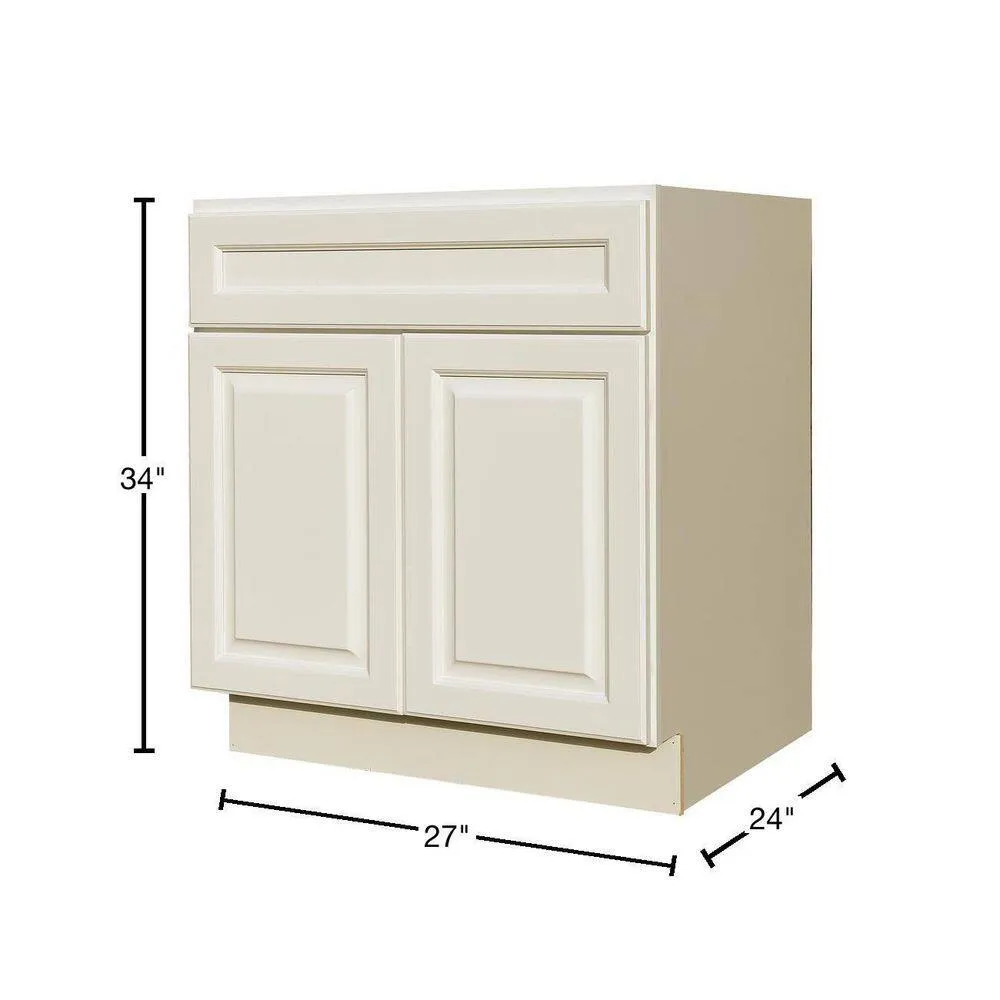 LIFEART CABINETRY LaPort Assembled 27x34.5x24 in. Base Cabinet with 2 Doors and 1 Drawer in Classic White, photo 2 of 7