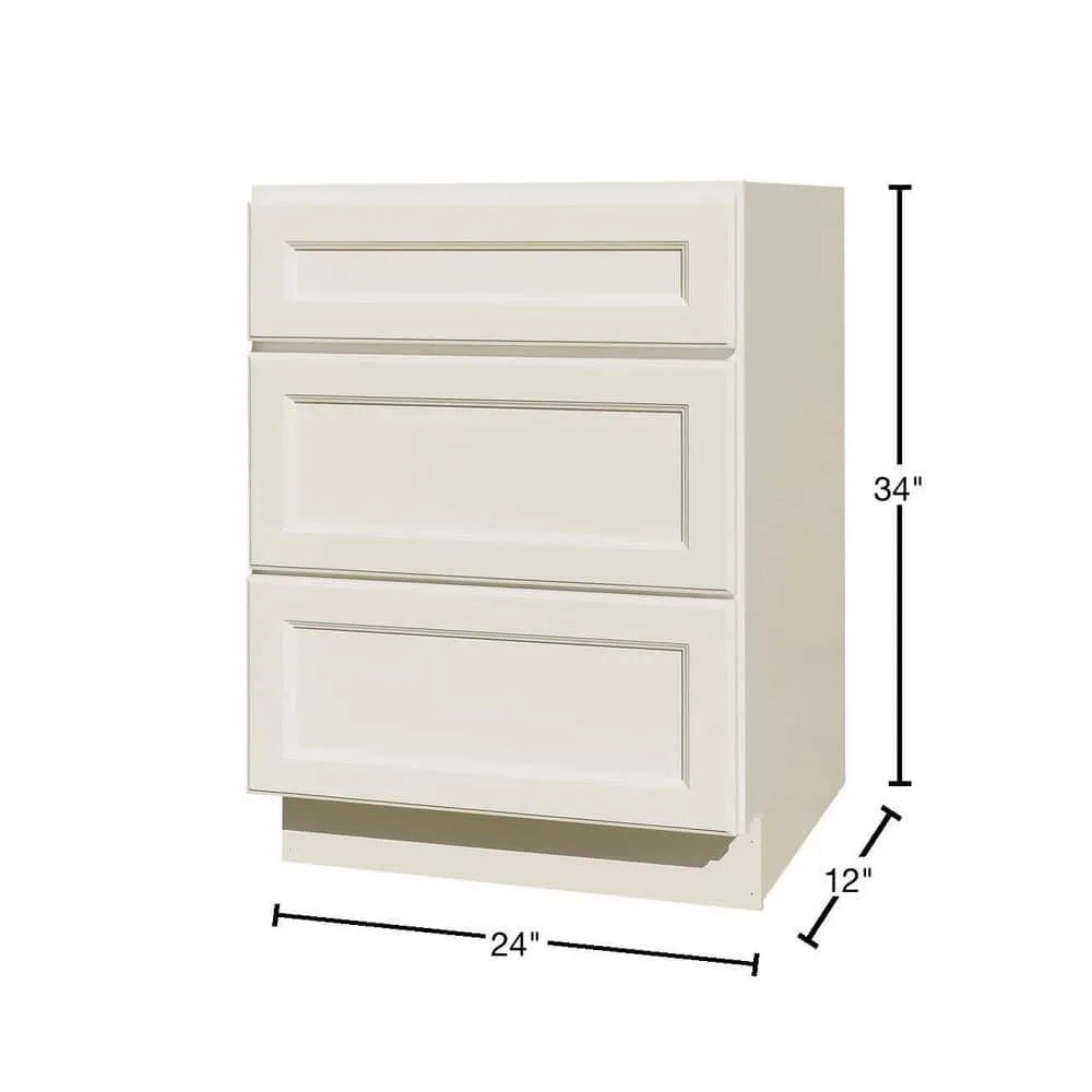 LIFEART CABINETRY LaPort Assembled 12x34.5x24 in. Base Cabinet with 3 Drawers in Classic White, photo 2 of 8