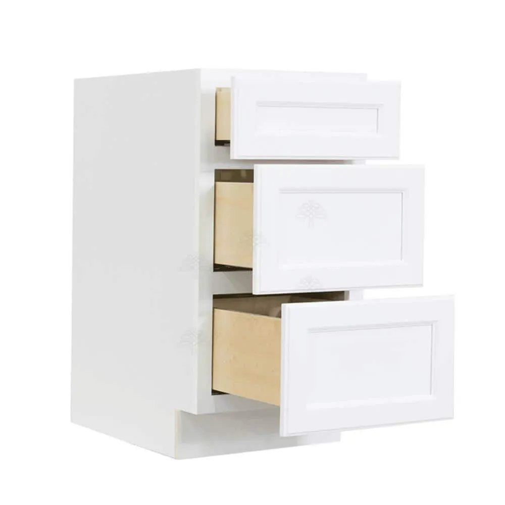 LIFEART CABINETRY LaPort Assembled 30x34.5x24 in. Base Cabinet with 3 Drawers in Classic White, photo 3 of 7