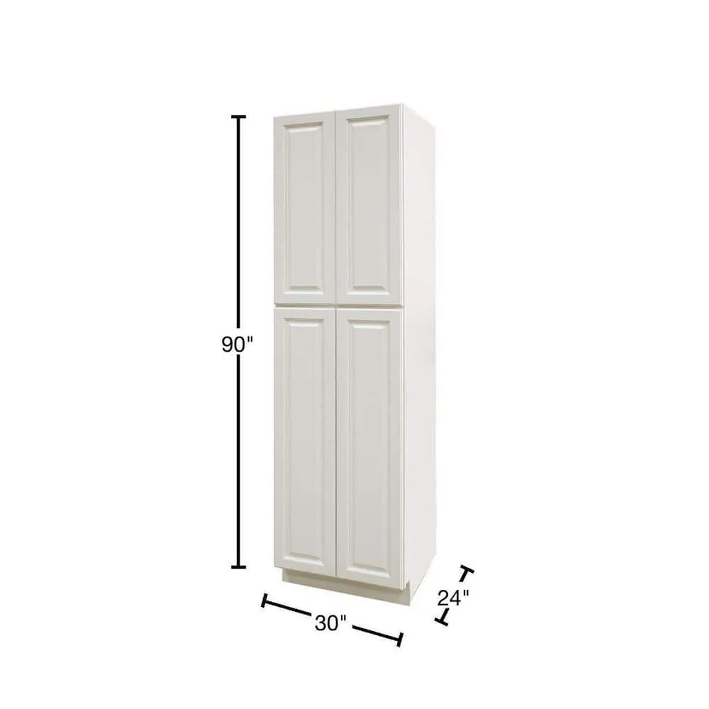 LIFEART CABINETRY LaPort Assembled 30x90x24 in. 4 Door Tall Pantry with 6 Shelves in Classic White, photo 2 of 6