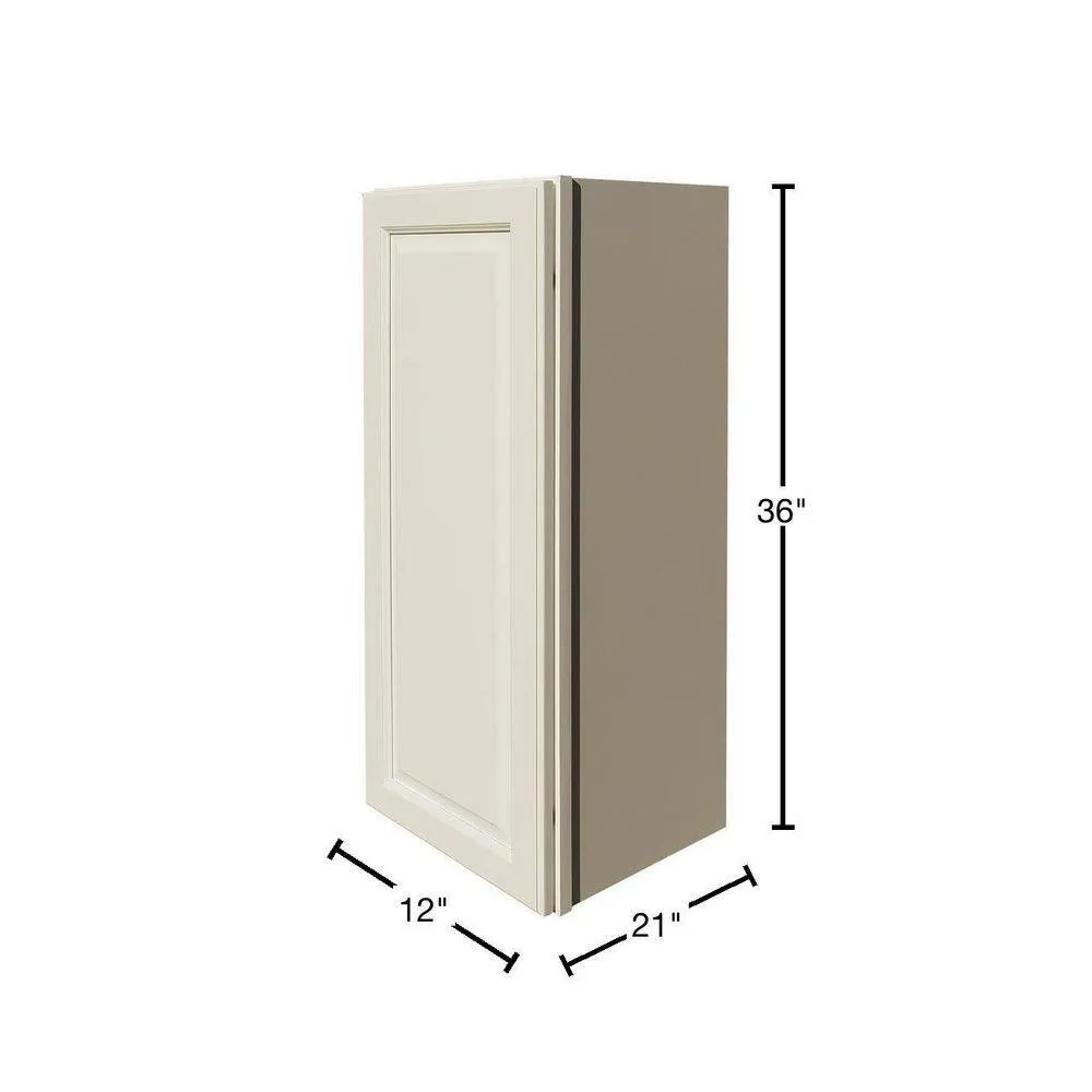 LIFEART CABINETRY LaPort Assembled 21x36x12 in. Wall Cabinet with 1 Door 2 Shelves in Classic White, photo 2 of 7
