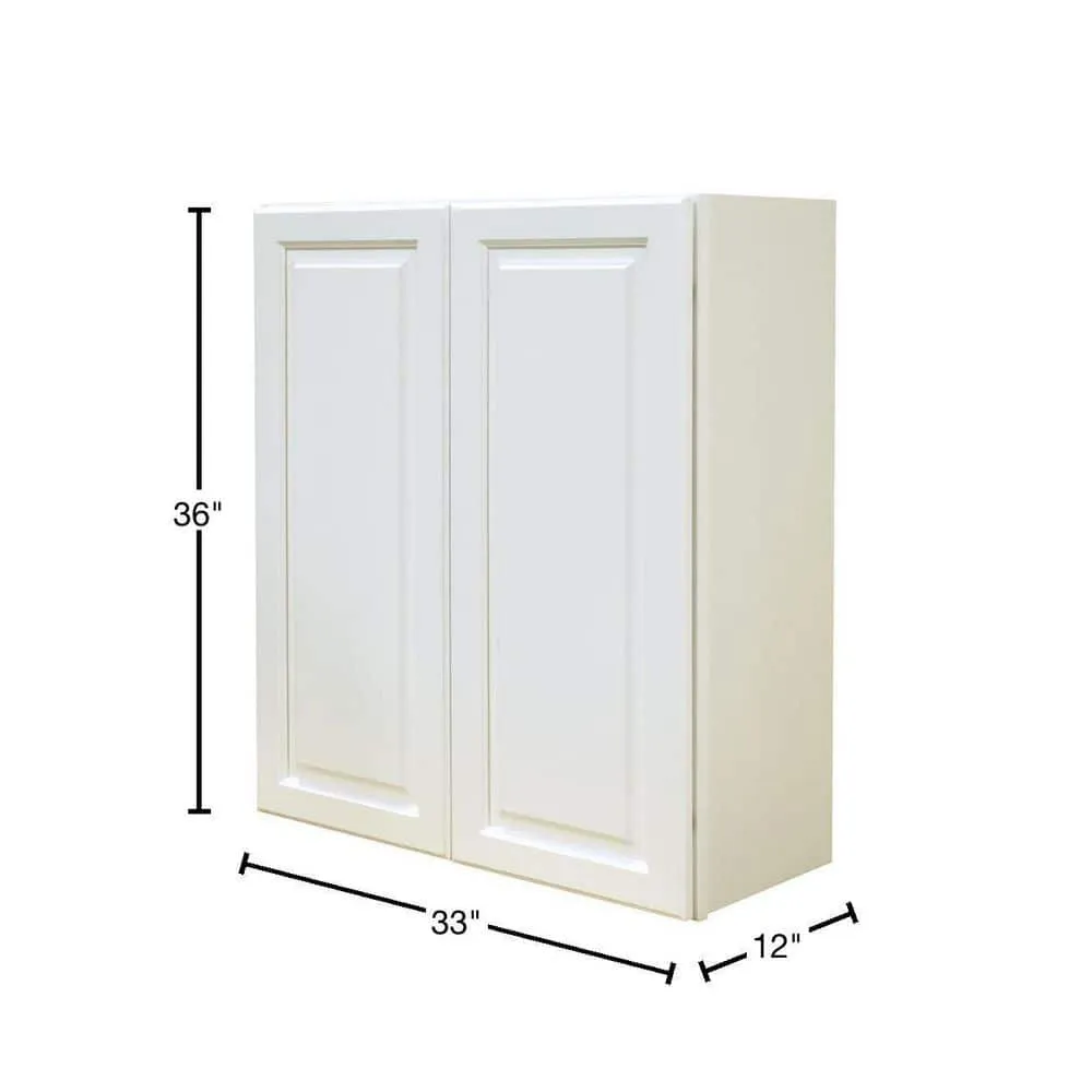 LIFEART CABINETRY LaPort Assembled 33x36x12 in. Wall Cabinet with 2 Doors 2 Shelves in Classic White, photo 2 of 7