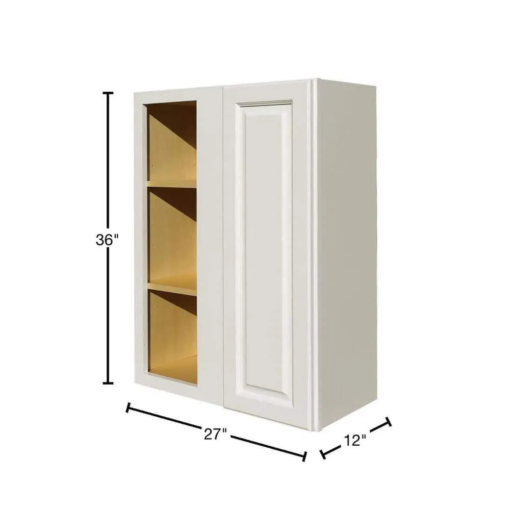 LIFEART CABINETRY Newport Assembled 27x36x12 in. 1-Door Wall Blind Corner Cabinet with 2-Shelves in Classic White, photo 2 of 6