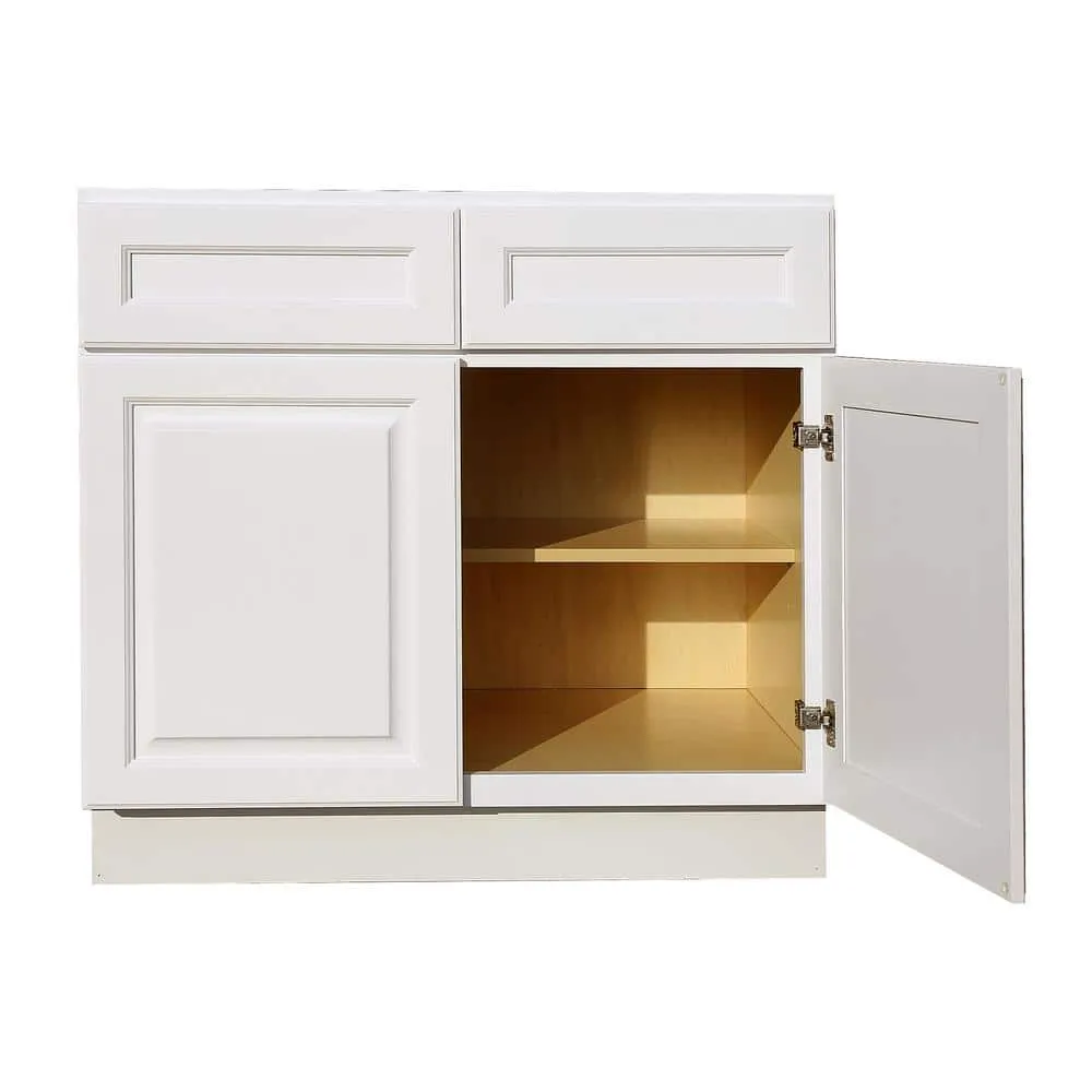 LIFEART CABINETRY Newport Ready to Assemble 33x34.5x24 in. Base Cabinet with 2 Door and 2 Drawer in Classic White, photo 3 of 4