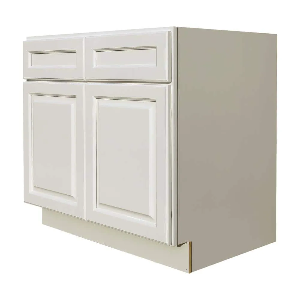 LIFEART CABINETRY Newport Ready to Assemble 36x34.5x24 in. Base Cabinet with 2 Door and 2 Drawer in Classic White, photo 2 of 4