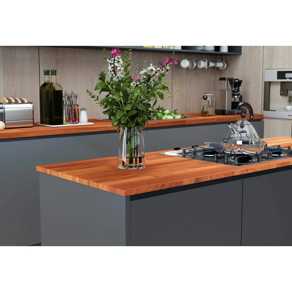 Interbuild 6.6 ft. L x 31.5 in. D, Karri Butcher Block Desktop Countertop in Clear with Straight Edge, photo 5 of 5