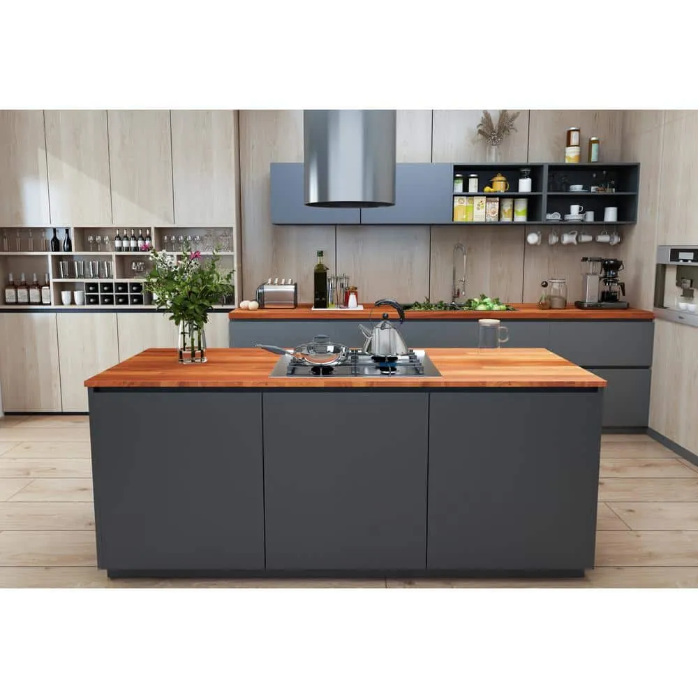 Interbuild 6.6 ft. L x 31.5 in. D, Karri Butcher Block Desktop Countertop in Clear with Straight Edge, photo 4 of 5