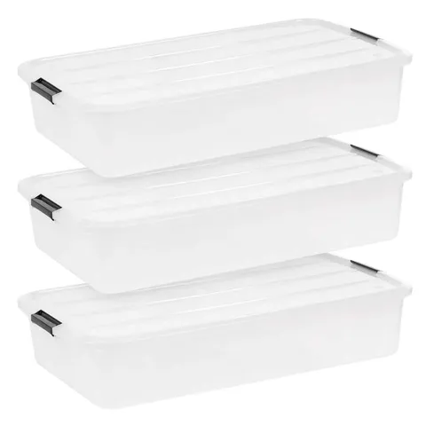 50 Qt. Under Bed Storage Container, Clear, (3-Pack)