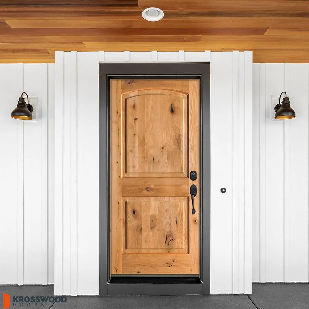Krosswood Doors 30 in. x 80 in. Rustic Knotty Alder Arch Top Clear Stain Left-Hand Inswing Wood Single Prehung Front Door, photo 4 of 8