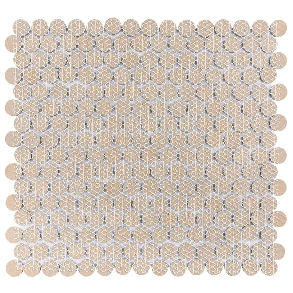 Merola Tile Hudson Penny Round Cobalt 12 in. x 12-5/8 in. x 5 mm Porcelain Mosaic Tile (10.74 sq. ft. / case), photo 6 of 8