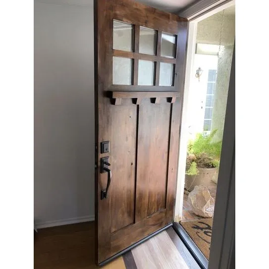 Krosswood Doors 72 in. x 80 in. Craftsman Knotty Alder 6-Lite Clear Glass Unfinished Wood Left Active Inswing Double Prehung Front Door, photo 5 of 8