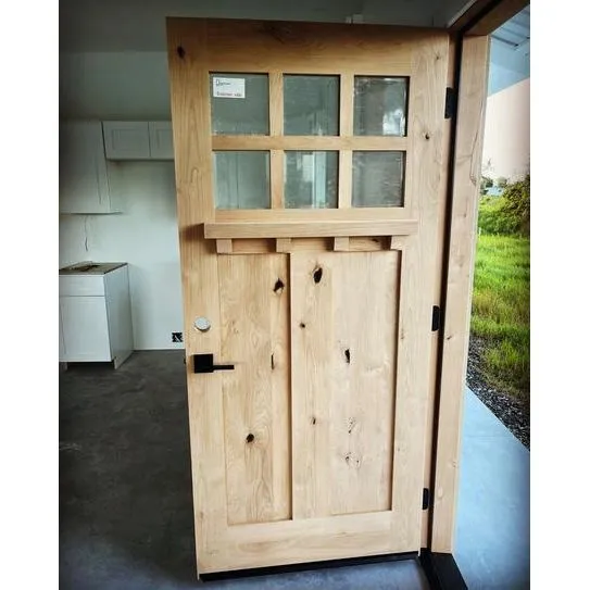 Krosswood Doors 72 in. x 80 in. Craftsman Knotty Alder 6-Lite Clear Glass Unfinished Wood Left Active Inswing Double Prehung Front Door, photo 2 of 8