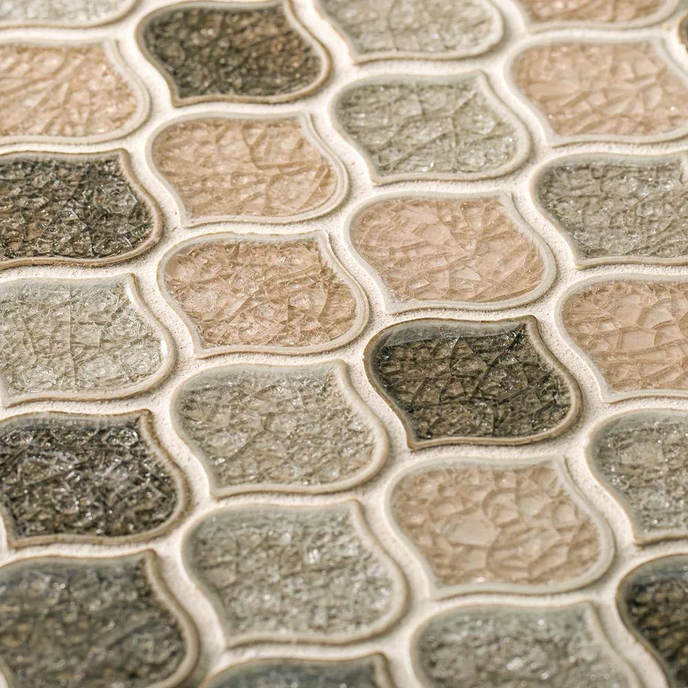 Jeffrey Court Crushed Sunset Beige/Cream 10.75 in. x 10.75 in. Arabesque Glossy Ceramic Mosaic Tile (0.802 sq. ft./Each), photo 2 of 5