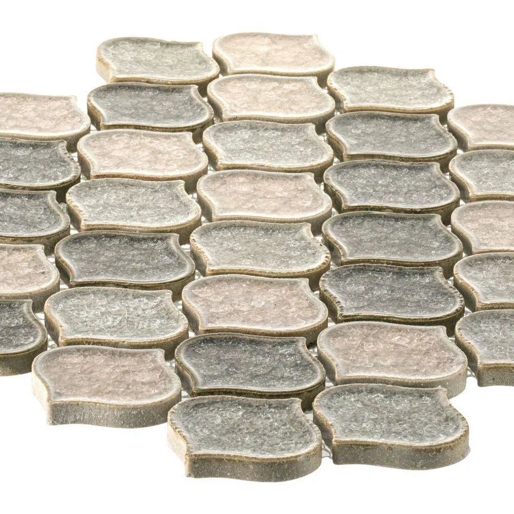 Jeffrey Court Crushed Sunset Beige/Cream 10.75 in. x 10.75 in. Arabesque Glossy Ceramic Mosaic Tile (0.802 sq. ft./Each), photo 3 of 5