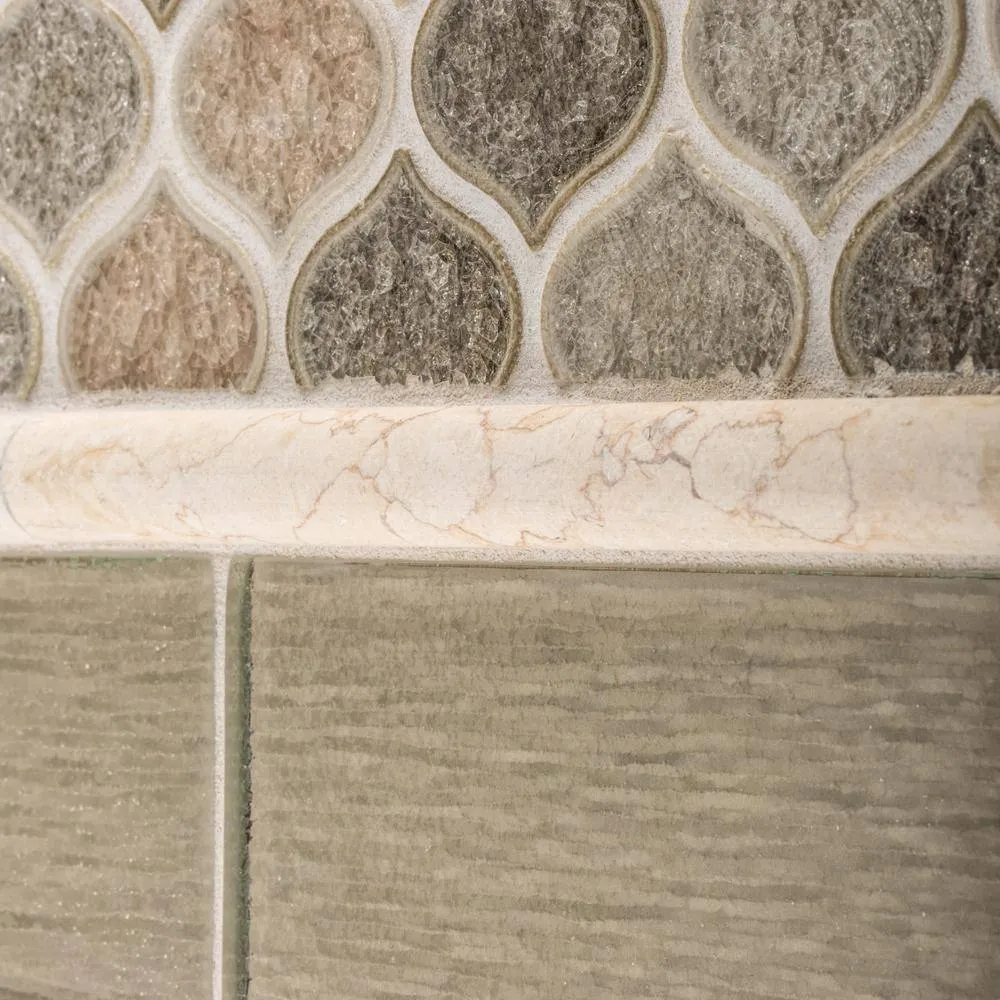 Jeffrey Court Crushed Sunset Beige/Cream 10.75 in. x 10.75 in. Arabesque Glossy Ceramic Mosaic Tile (0.802 sq. ft./Each), photo 4 of 5
