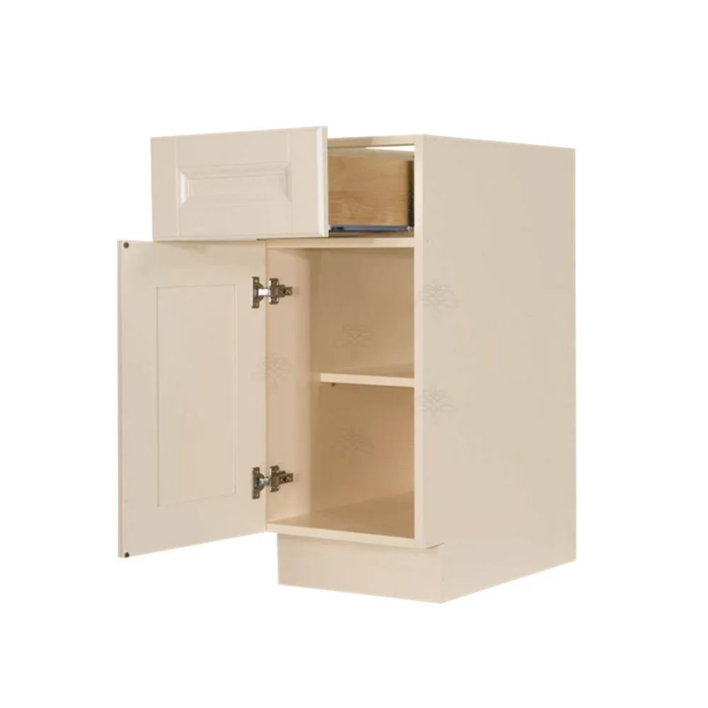 LIFEART CABINETRY Oxford Assembled 9 in. x 34.5 in. x 24 in. Base Cabinet with 1 Raised-Panel Door and 1 Drawer in Creamy White, photo 3 of 6