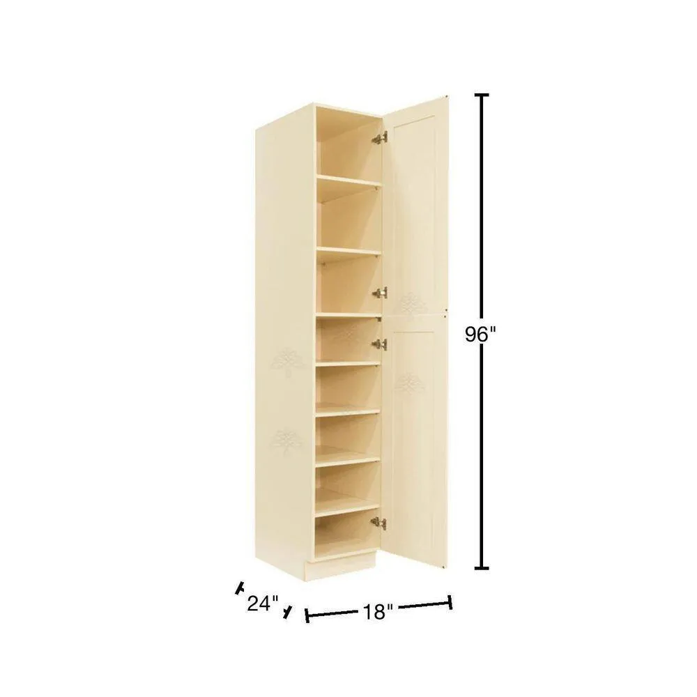 LIFEART CABINETRY Oxford Creamy White Plywood Raised Panel Stock Assembled Tall Pantry Kitchen Cabinet (18 in. W x 96 in. H x 24 in. D), photo 2 of 8